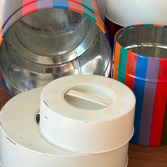San Remo Colorful Striped Canister Set Mid Century Kitchen Bathroom Storage Tins - Picture 4 of 16